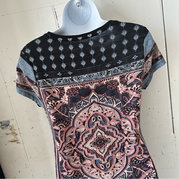 Lucky Brand BoHo Print T Shirt Tee Top - Picture 6 of 10